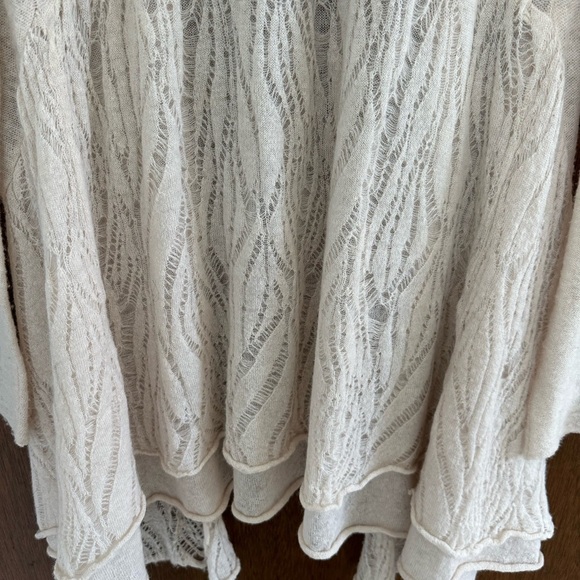 Free People M Sweater cardigan open knit top ivory long sleeve wool alpaca blend - Picture 8 of 10